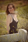 Girl with a black tank dress